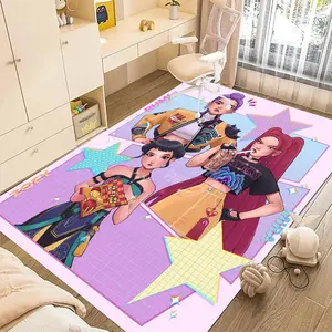 KPop Demon Hunters 21 cartoon graphic print carpet, home living room, bedroom, office chair under carpet, holiday gift for family and friends, Christmas decoration carpet, Print Rug