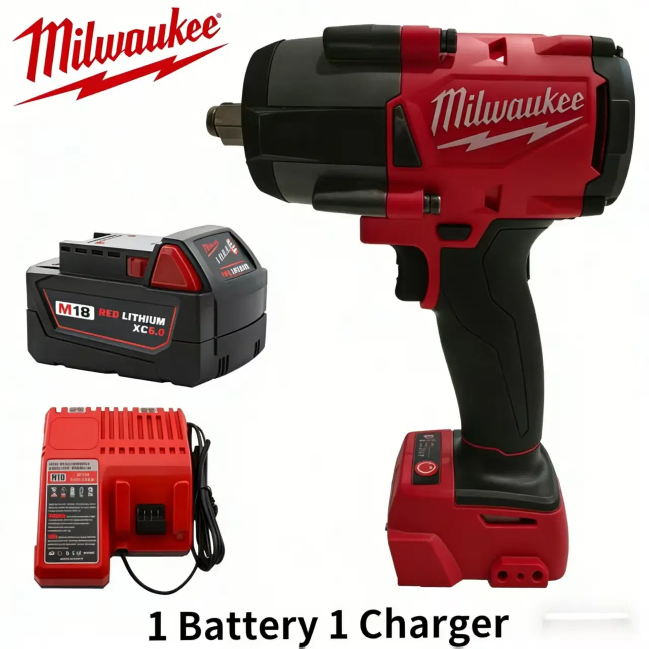 Milwaukee M18 Rechargeable Brushless Cordless Impact Wrench with Batteries, 1000Nm Torque, 3500RPM, Variable Speed, Battery Indicator, Portable Heavy-Duty Multi Tool for Automotive Truck Tire Changes (Multitools & Accessories Category), Multi Tool Multito