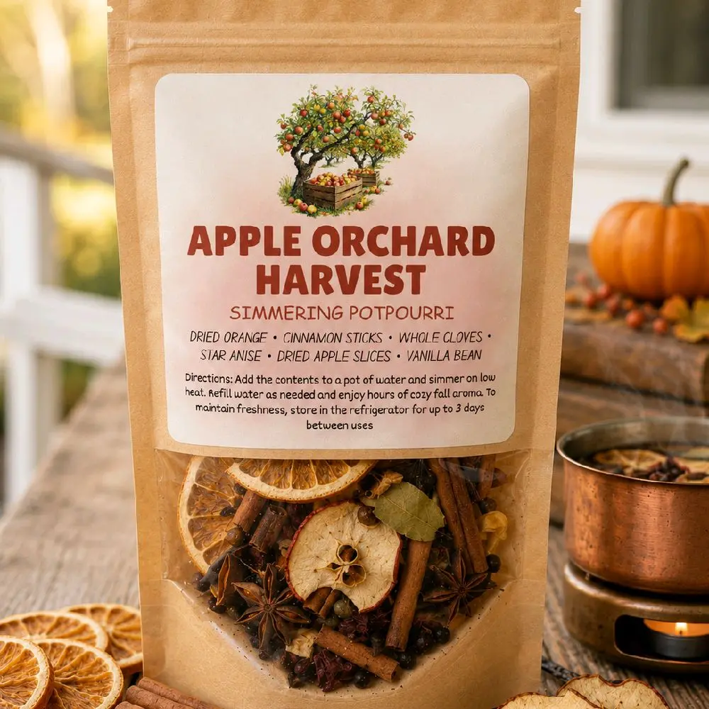 Apple Orchard Hayride Cozy Fall Simmer Potpourri, Plant-Derived Home Fragrance, Citrus Grove Notes, Fresh Apple & Warm Cinnamon Scent for Indoors