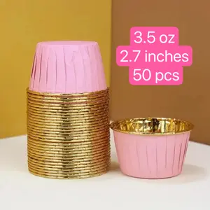 50pcs Golden Foil Muffin & Cupcake Liners 2.67 inches, cupcake cup - Durable, Easy-to-Use Baking Cups for Parties & Events, Cake Baking Cup Tray Case Cake Paper Cups Pastry Tools Party Supplies.