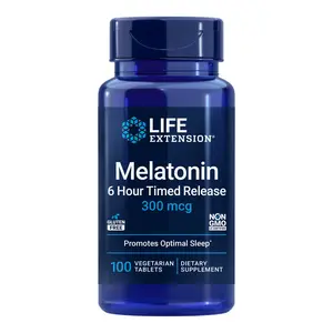 Life Extension Melatonin 6 Hour Timed Release 300 MCG, 100 Vegetarian Tablets