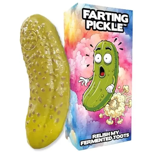 DR DINGUS Farting Pickle Toy - +100 Farts, Unique Sounds, Hilarious Fun - Novelty Gag Gift for Friends, Office Use