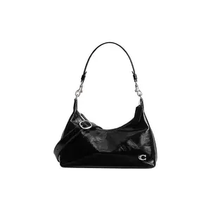COACH Juliet 30 Glossy Leather Hobo Bag with Adjustable Strap and Zipper Closure for Women