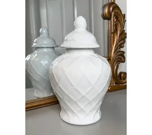 Simply Stunning Small Lattice Stoneware Urn by Janine Graff