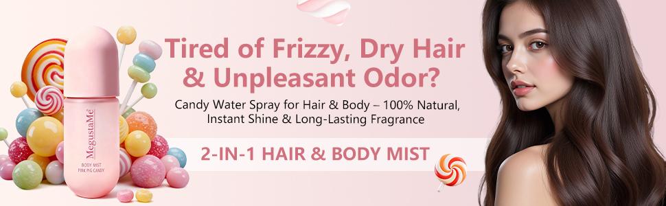 MegustaMe Hair & Body Mist Duo - Blushing Rose + Cotton Candy - 2-in-1 Natural Spray - Vegan Cruelty-Free - Travel-Friendly - Refreshes Hair & Skin Between Washes - No Buildup, Non-Greasy