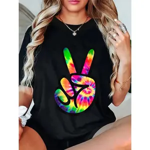 Cotton Tie Dye Peace Sign Retro Costume Idea Peace And Love Design T-Shirt