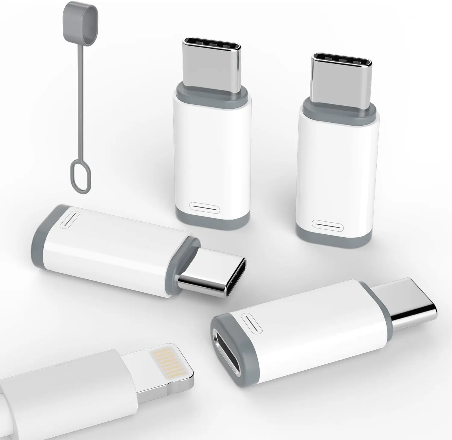 4 Pack Lightning to USB C Adapter for iPhone 15/16/17 Pro/17 Pro Max,for iPhone 17/16 Charger,17/16 Accessories,Fast Charging & Data Transfer,USB C Charger Connector Cable,Not for Audio/OTG