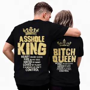 King Queen Matching Couple Outfit, Funny Skull Couple Graphic Shirt, Gift for Her and Him