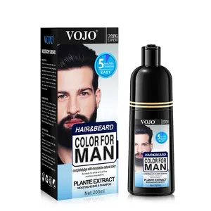 2-in-1 hair and beard hair dye shampoo, semi permanent black hair dye, used to cover gray beard and hair, nourish and care for healthy and thick hair, containing herbal ingredients such as Moroccan nut oil and ginseng extract, Mustache Beard Dye