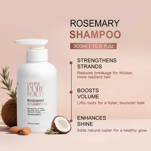 Divine Pure Beauty Liquid Rosemary Shampoo (300ml) with Argan Oil & Aloe Vera - Strengthens Strands, Boosts Volume, Enhances Shine, Smooth Cleanser for Fuller Bouncier Hair | Haircare Product