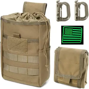 Tactical Molle Dump Pouch Foldable Utility Waist Bag for Hiking Accessories with Drawstring and Roll Up Design