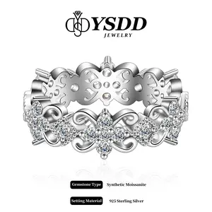 【#294 Diana】Regal Art Deco Vintage Synthetic Moissanite Wedding Ring Band in 925 Sterling Silver