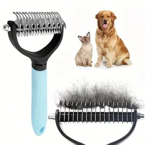 Stainless Steel Pet De-Shedding Tool, Cat Dog Grooming Comb, Dual-Sided Undercoat Brush, Easy Removal of Mats and Knots, Durable Deshedding Brush, Grooming Tools