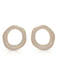 Ettika Open Circle Pavè Earrings 18k Gold Plated Brass Cubic Zirconia 1.6" x 1.5" Post Closure Fashion Jewelry