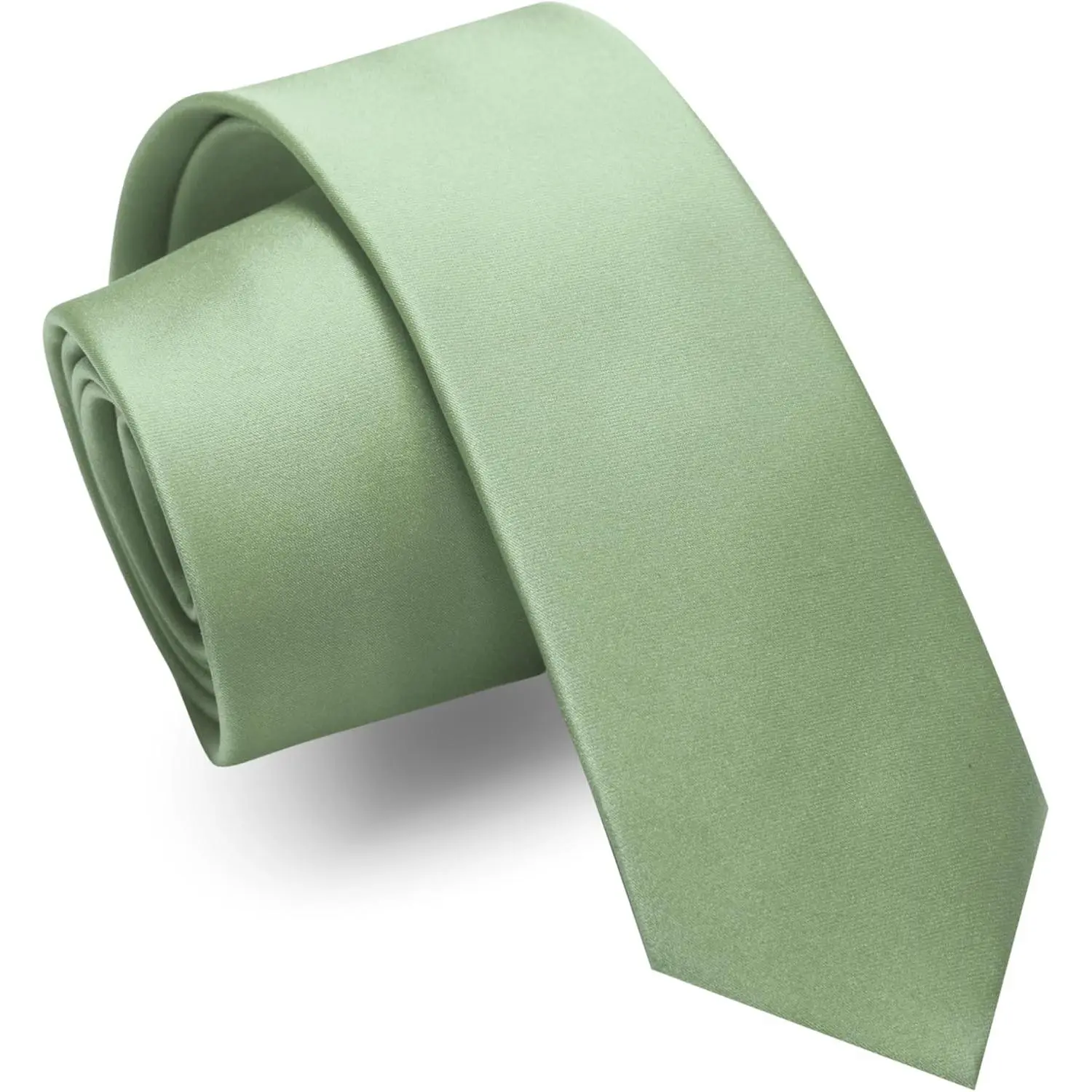 Men's Plain Solid Fabric Thin Necktie, 2.4-Inch Width (6cm) for Professional Business & Wedding Attire, Male Formal Accessory, Skinny Cut, 6 Cm