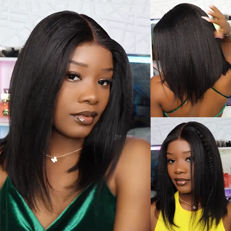 【UPGRADED】Nadula Yaki Straight Bob Lace Wig With Drawstring 180% Density 100% Human Hair Glueless for Beginners Summervibes TikTokShopStockUp