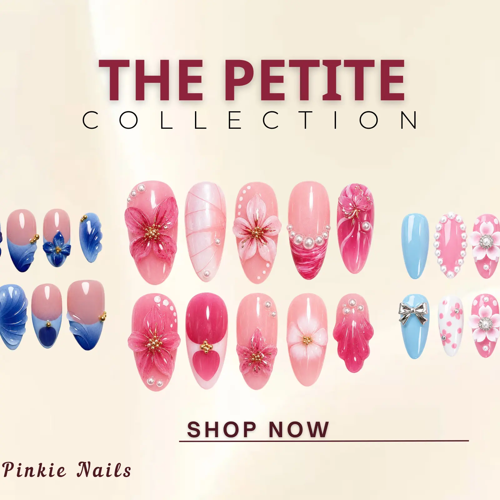 Pinkie Nails | The Peptite Collection | Luxury Handmade 3D Press-On Nails | Reusable • Salon-Quality • Long-Lasting Manicure Cutics