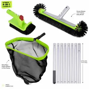 [Full Set] Sepetrel 10.5 FT Pool Cleaning Kit with 17.5" Extra Wide Brush, Pro Leaf Skimmer Net & Hand Scrub Brush, Essential Maintenance Set for Above Ground Pools,summervibes outdoorfun