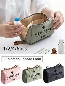 Portable Medicine Pouch, Large Capacity First Aid Kit, Retro Medicine Bag for Women, Compact Medicine Box, Camping Medical Emergency Bag