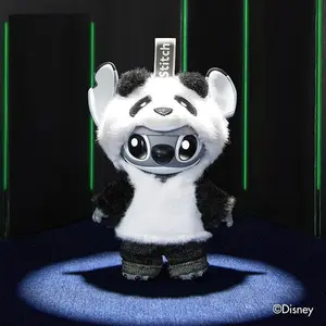 Disney Panda Stitch GenZ Street Style Series Hang Card Edition Panda Vinyl-Plush Doll Cool & Cute Collectible Keychain Perfect Gift for He or Her & Stitch Fans,Holiday Gifts,Birthday Gifts (1pc)