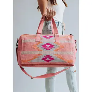 Orange, Bright Pink & Slate Aztec Duffel
