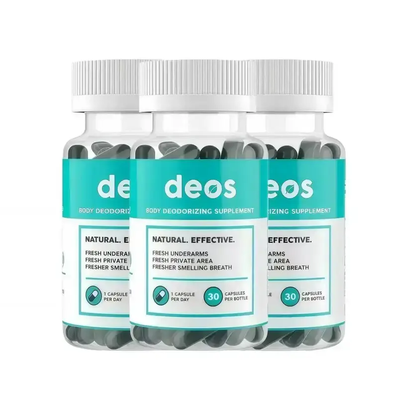 [Limited time sale 3 Pack] DEOS Internal Deodorant Supplement – Full Body Deodorizer for Gut Health, Skin Health, Detox & Digestion Support – Natural Odor Control Chlorophyll Pills for Head-to-Toe Freshness | 30 Capsules