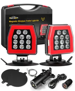 Partsam Wireless Trailer Lights Kit - Magnetic Tow Light with Strobe Lights Reverse Stop Turn Tail Lights with License Plate Light for Trailers, Trucks, Boat, RV 12-24V