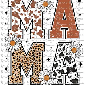 Mama cow print sublimation transfer