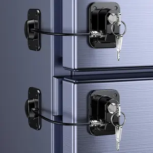 2 Pack Refrigerator Lock for ,  and Adults,  Proof Fridge Door Lock with  for Kitchen Freezer, Air Oven Air Fryer, Cabinets and Drawers, Windows, Doors (B-Black-2 Pack)