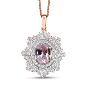 Premium  Kunzite and Multi Gemstone 3.80 ctw Celestial Bloom Pendant Necklace in 18K Vermeil Rose Gold Over Sterling Silver 20 Inches Christmas Gifts