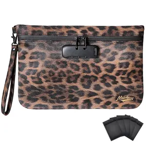 MAICHENG Smell Proof Bag with Combination Lock 11" x 7.5" Money Cosmetic Organizer Medicine Lock Bag Travel Storage Case Pouch Great Gift for Women Leopard