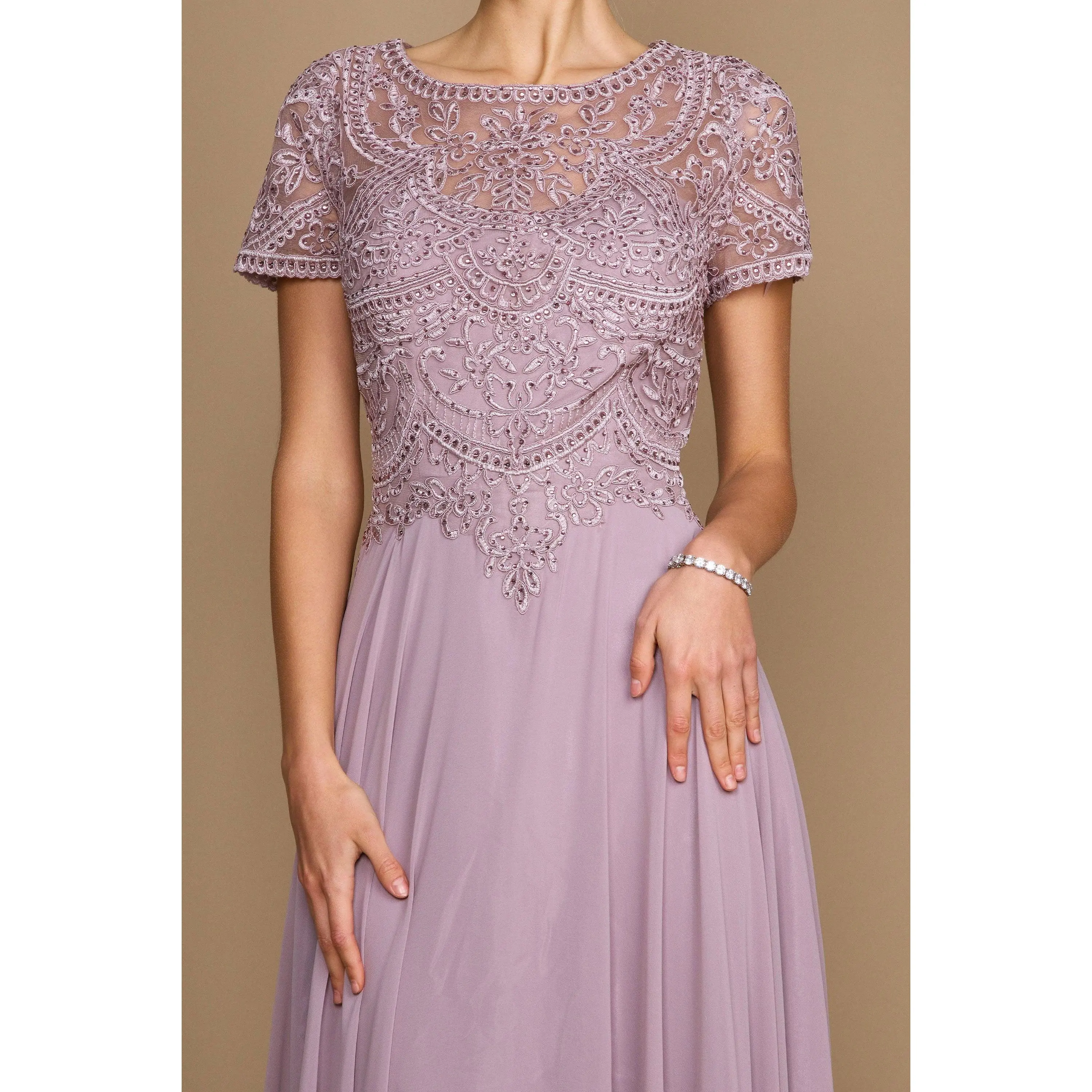 sachin and babi light blue dress Lace Puff-Sleeve Cocktail Dress