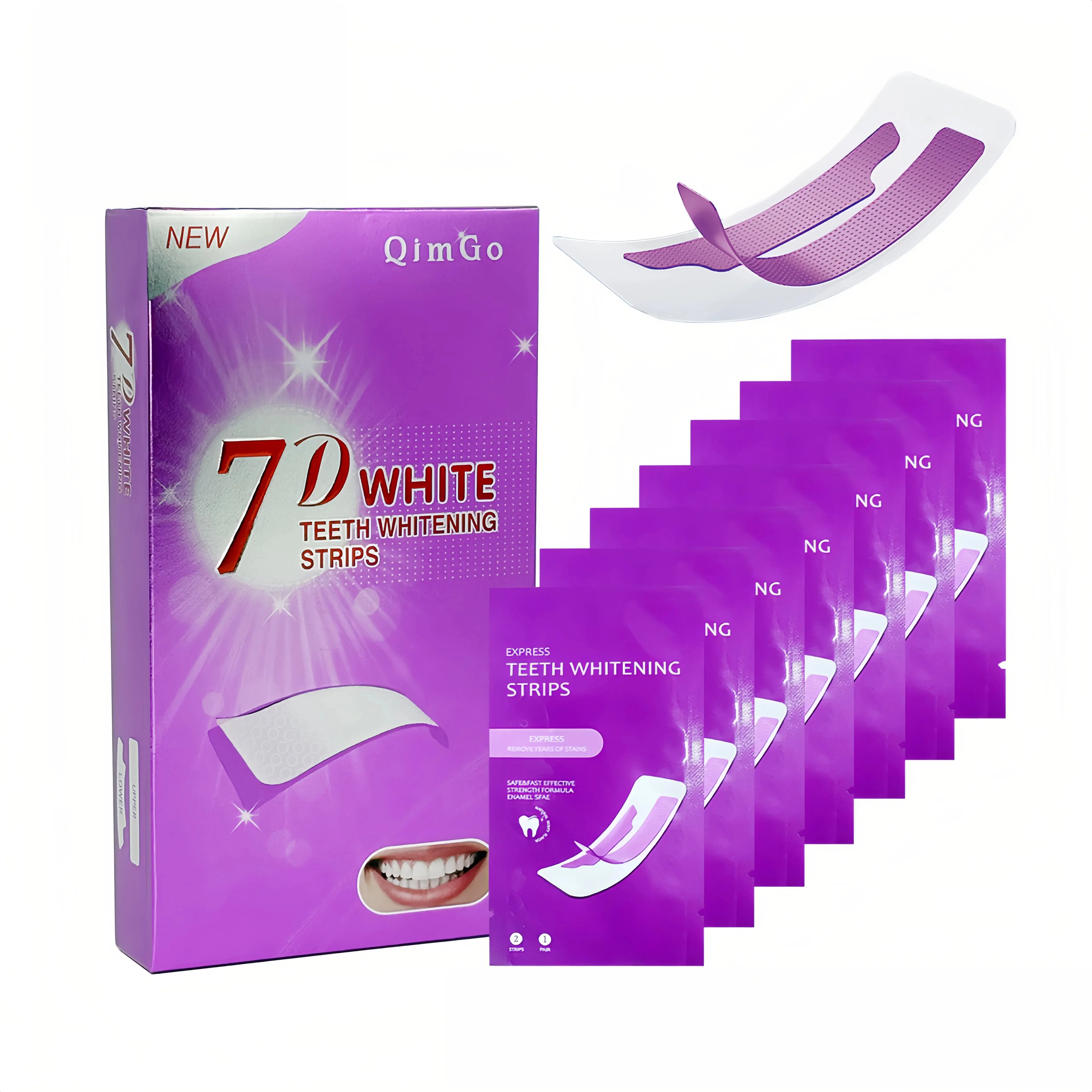 Purple Teeth Whitening Strips - Instant Color Correction - 7 Pouches 14 Count - Removes Yellow Stains - Sensitivity Free Formula for Brighter White Teeth