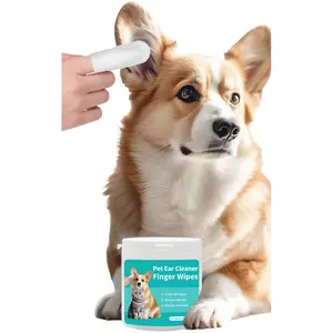 Pet Ear Cleaning Wipes, Ear Care Finger Cots for Dogs & Cats, Removal of Ear Mites and Wax, Pet Ear Cleaner, Essential Grooming Tool, Grooming Products