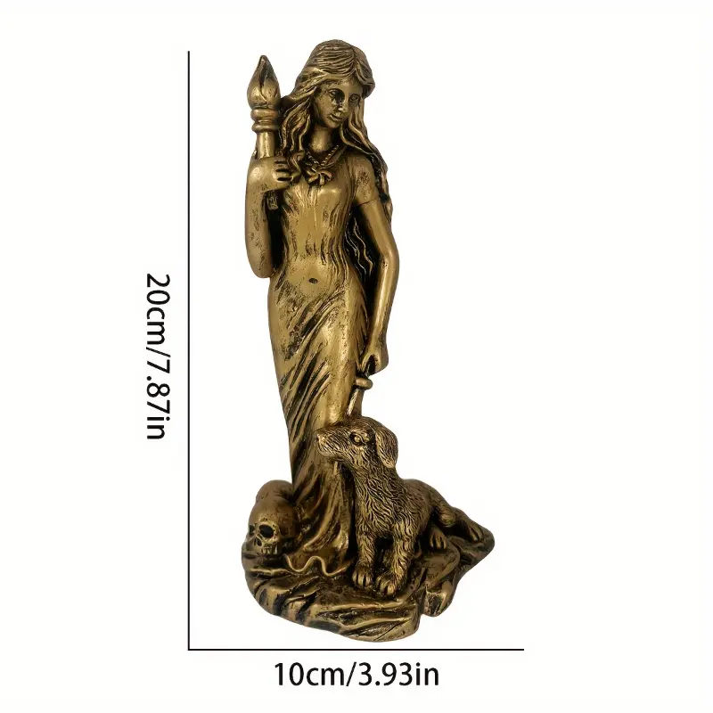 Hekate Golden Magic Witch Goddess Statue - Resin Freestanding Altar Figurine, Outdoor Garden Decor Statue & Sculpture Ornament