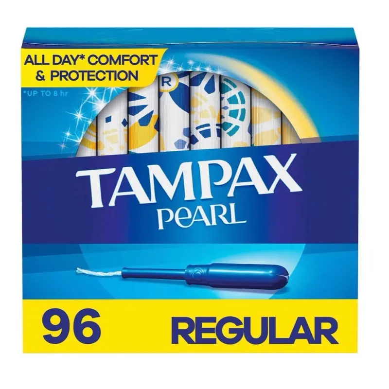 Tampax Pearl Regular Tampons LeakGuard Protection All Day Comfortable 96 Counts Absorbent FormFit Anti-Slip Grip