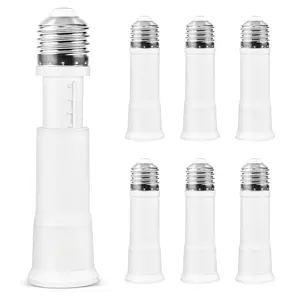E26 3.15-4.13Inch/8-10.5CM Extension Flexible Socket Extender Adapter, E26 Edison Screw Converter, Light Socket Extender, Lamp Bulb Extension, 6-Pack
