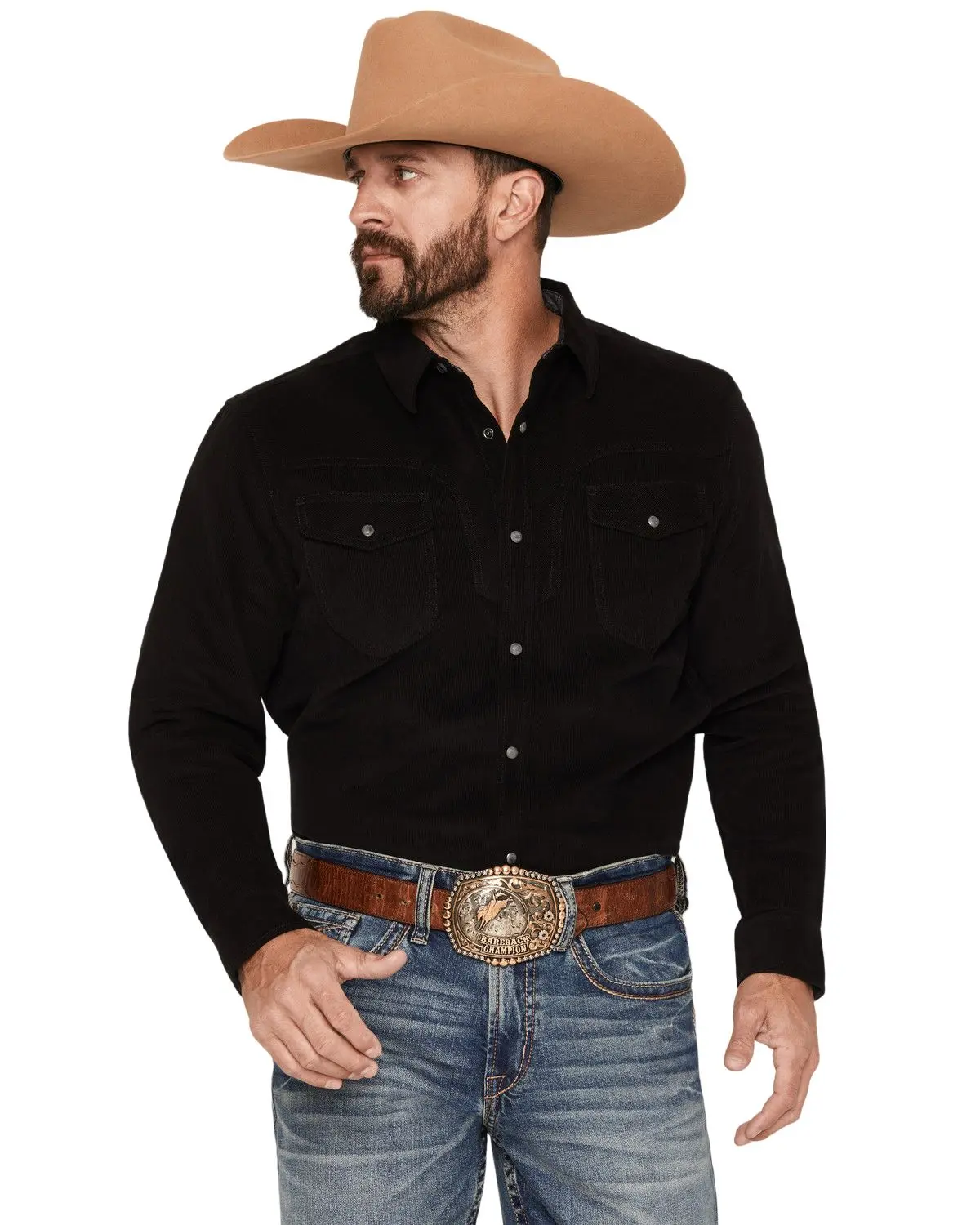 Cody James Men's Men'S Rusty Nail Solid Corduroy Long Sleeve Snap Western - Cjfa26w44-Blk