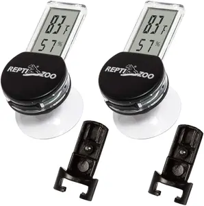 2 Pack Reptile Terrarium Thermometer Hygrometer Digital Display Pet Rearing Box Reptiles Tank Thermometer Hygrometer with Suction Cup