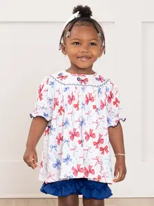 Patriotic Bow Delight Embroidered Outfit