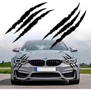 2PCS Claw Mark Car Decal, 15.8 Inch Headlight Scratch Style Stickers, Easy Install Peel & Stick Vinyl, Universal Car Exterior Accessories (Black)