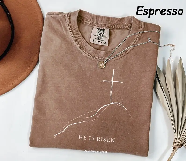 Comfort Colors He Is Not Here He Has Risen Shirt, Christian Easter Bible Verse Graphic Tee, Faith Jesus Christ T-Shirt, Religious Gift