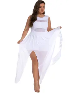 Jumpsuit Double Slits Lace Chiffon Jumpsuit Maxi All White Party Wedding Party Dress Formal Womenswear