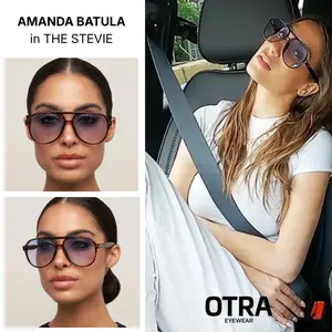 OTRA Stevie Oversized Aviator Tortoiseshell Sunglasses -Smooth Fade Blue Tinted Lenses - 100% UV Protection