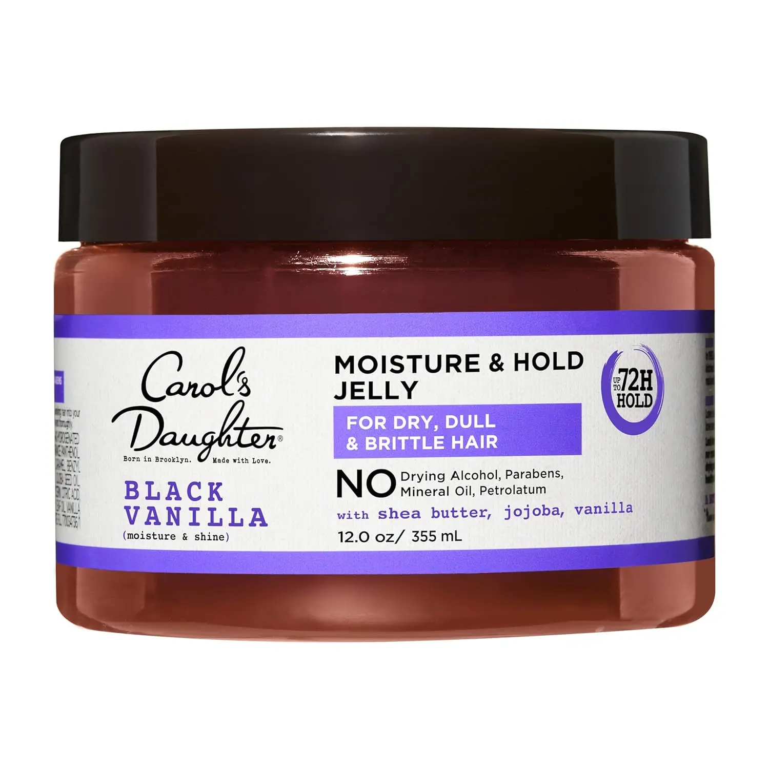 Carol's Daughter Black Vanilla Moisture & Hold Hair Jelly, Alcohol-Free Styling Gel for Frizz-Free, Shiny Curly Hair, with Shea Butter, 12 fl oz, Shiny Hair