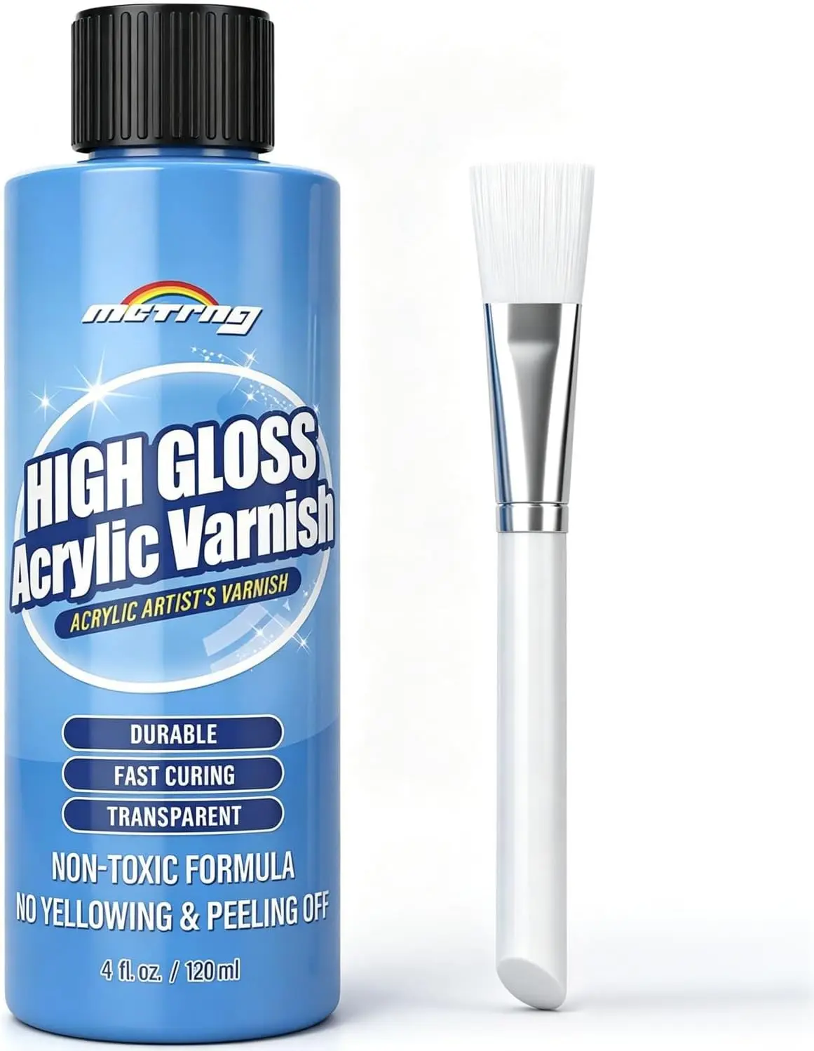 Clear Acrylic Varnish Non-Yellow Non-Toxic Anti-Crazing High Gloss Finish Clear Coat for Painting Artwork for Pro & Hobby Artists