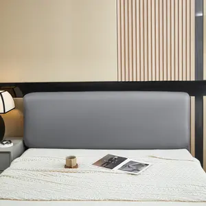 Elastic Leather Bed Headboard Cover, Dustproof Easy Install Full Wrap, Soft Back Protector, Durable Waterproof, Fits 1.2-2.2m Beds