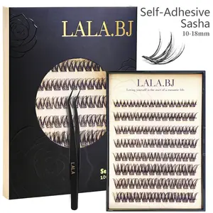 【Sasha】LALA Self-Adhesive Eyelashes 10-18m D-Curly Pre-Glued Lash Clusters Easy Application & Reusable No Glue Needed for Natural Look Cosmetic Gentle Makeup Synthetic