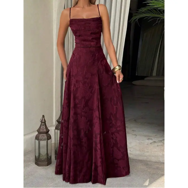 Burgendy strapless dress - TikTok Shop