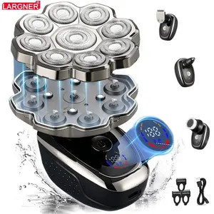 5 in 1 Electric Hair Trimmer Kit, 1 Set Waterproof Wet/Dry Grooming Shavers, Multifunctional Hair Shaver, Cordless Rechargeable Bald Head Rotary Razor for Home & Travel